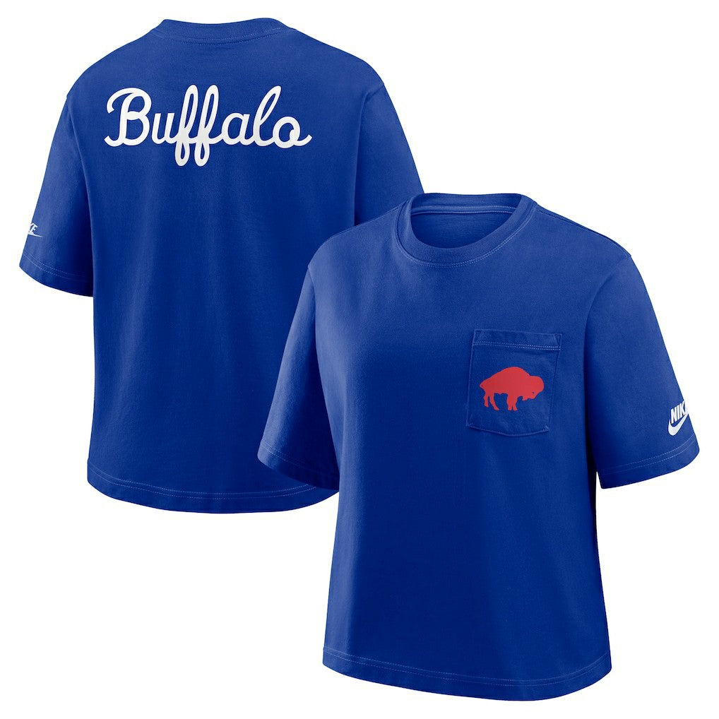 Buffalo Bills Women's Rewind Pocket Boxy T-Shirt - Royal T-shirts