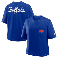 Buffalo Bills Women's Rewind Pocket Boxy T-Shirt - Royal T-shirts