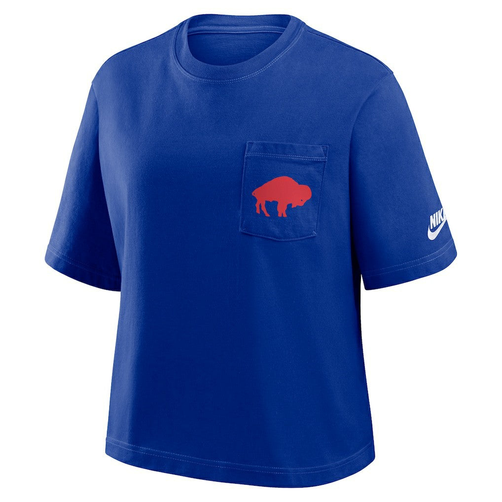 Buffalo Bills Women's Rewind Pocket Boxy T-Shirt - Royal T-shirts
