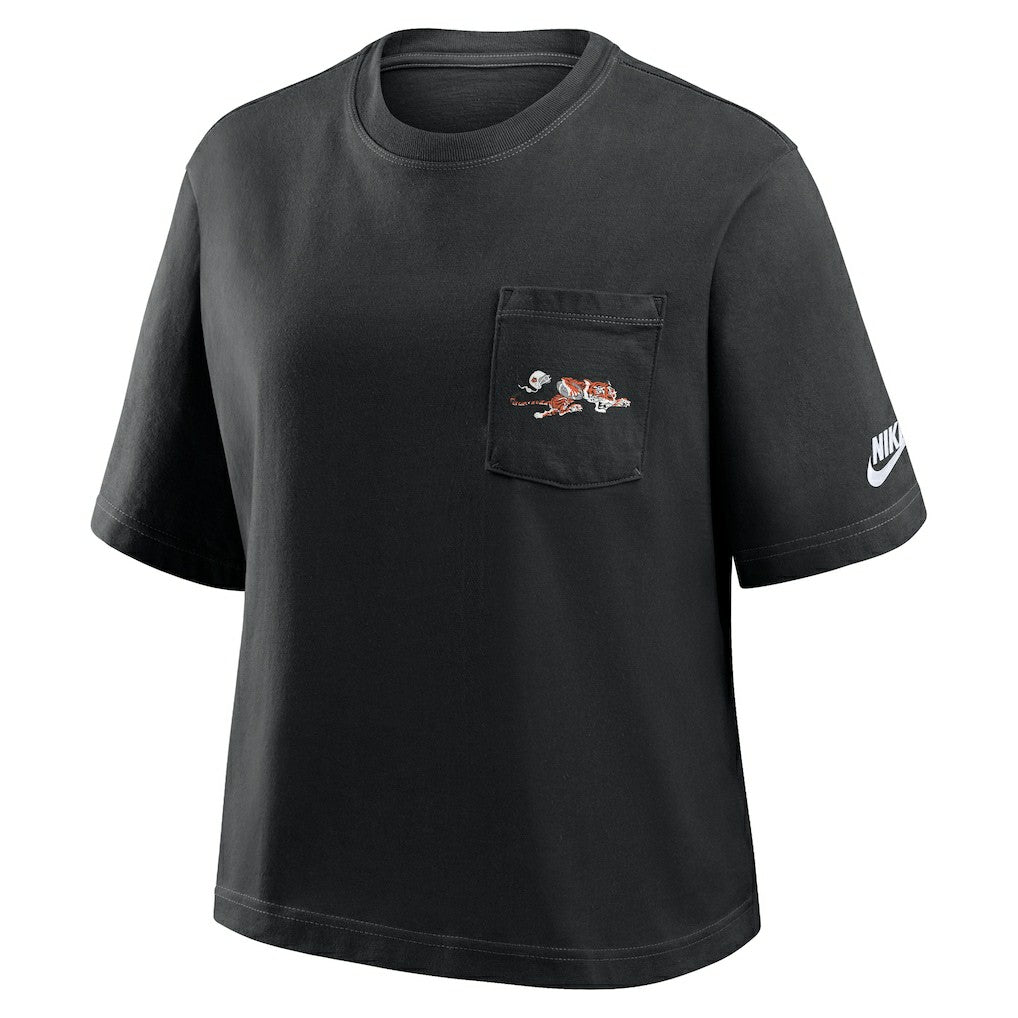 Cincinnati Bengals Women's Rewind Pocket Boxy T-Shirt - Black T-shirts