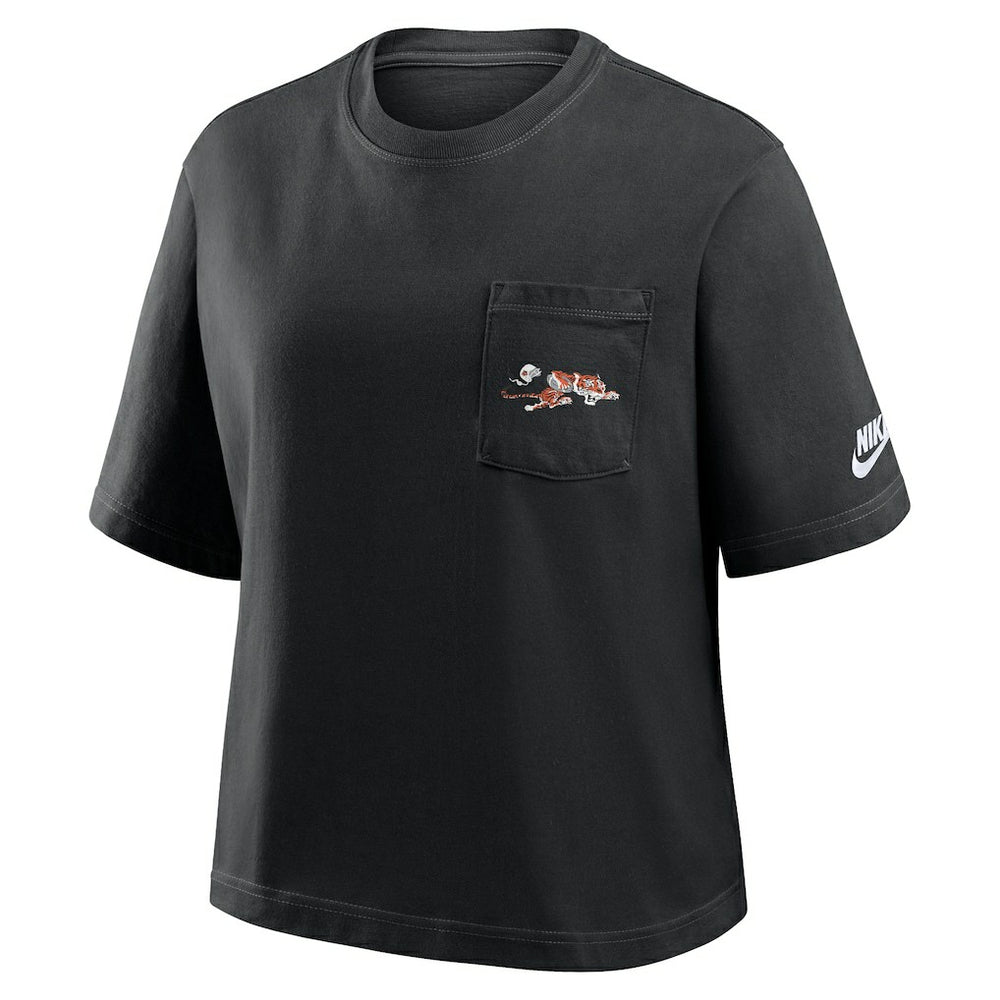 Cincinnati Bengals Women's Rewind Pocket Boxy T-Shirt - Black T-shirts