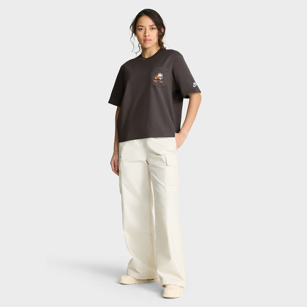 Cleveland Browns Women's Rewind Pocket Boxy T-Shirt - Brown T-shirts