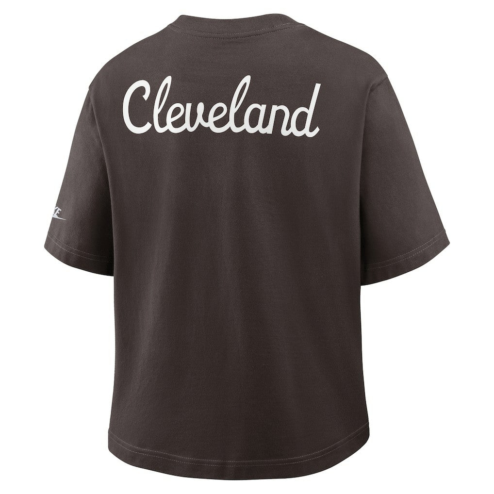 Cleveland Browns Women's Rewind Pocket Boxy T-Shirt - Brown T-shirts
