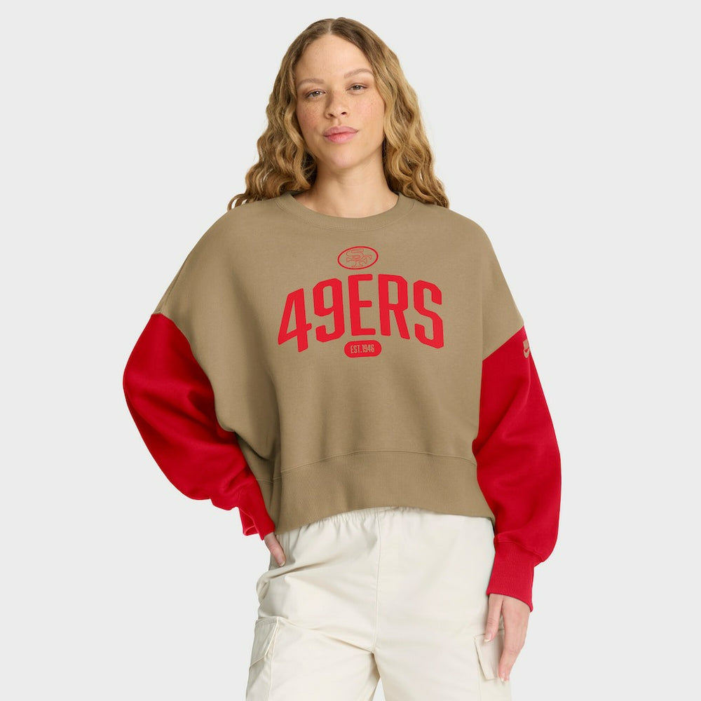 San Francisco 49ers Women's Oversized Rewind Pullover Sweatshirt - Tan Pullover