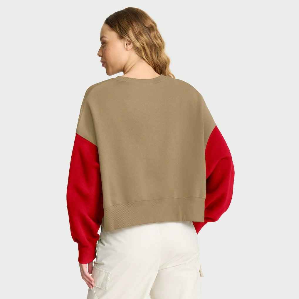 San Francisco 49ers Women's Oversized Rewind Pullover Sweatshirt - Tan Pullover