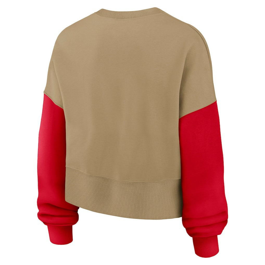San Francisco 49ers Women's Oversized Rewind Pullover Sweatshirt - Tan Pullover