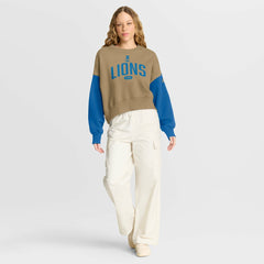 Detroit Lions Women's Oversized Rewind Pullover Sweatshirt - Tan Pullover