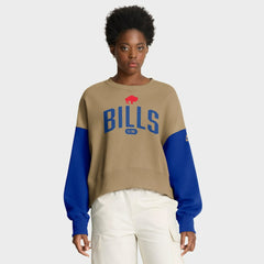 Buffalo Bills Women's Oversized Rewind Pullover Sweatshirt - Tan Pullover
