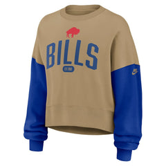 Buffalo Bills Women's Oversized Rewind Pullover Sweatshirt - Tan Pullover