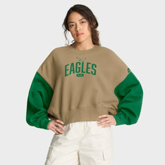 Philadelphia Eagles Women's Oversized Rewind Pullover Sweatshirt - Tan Pullover