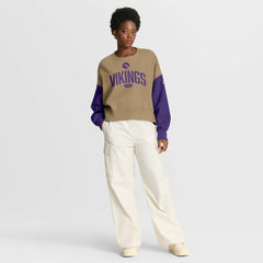 Minnesota Vikings Women's Oversized Rewind Pullover Sweatshirt - Tan Pullover