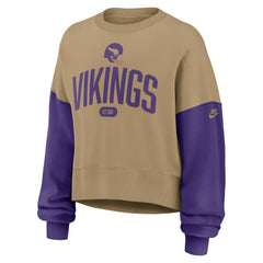 Minnesota Vikings Women's Oversized Rewind Pullover Sweatshirt - Tan Pullover