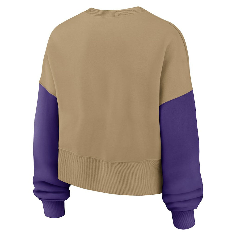 Minnesota Vikings Women's Oversized Rewind Pullover Sweatshirt - Tan Pullover