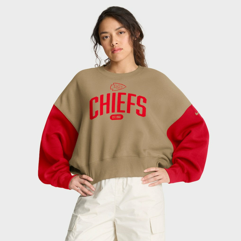 Kansas City Chiefs Women's Oversized Rewind Pullover Sweatshirt - Tan Pullover