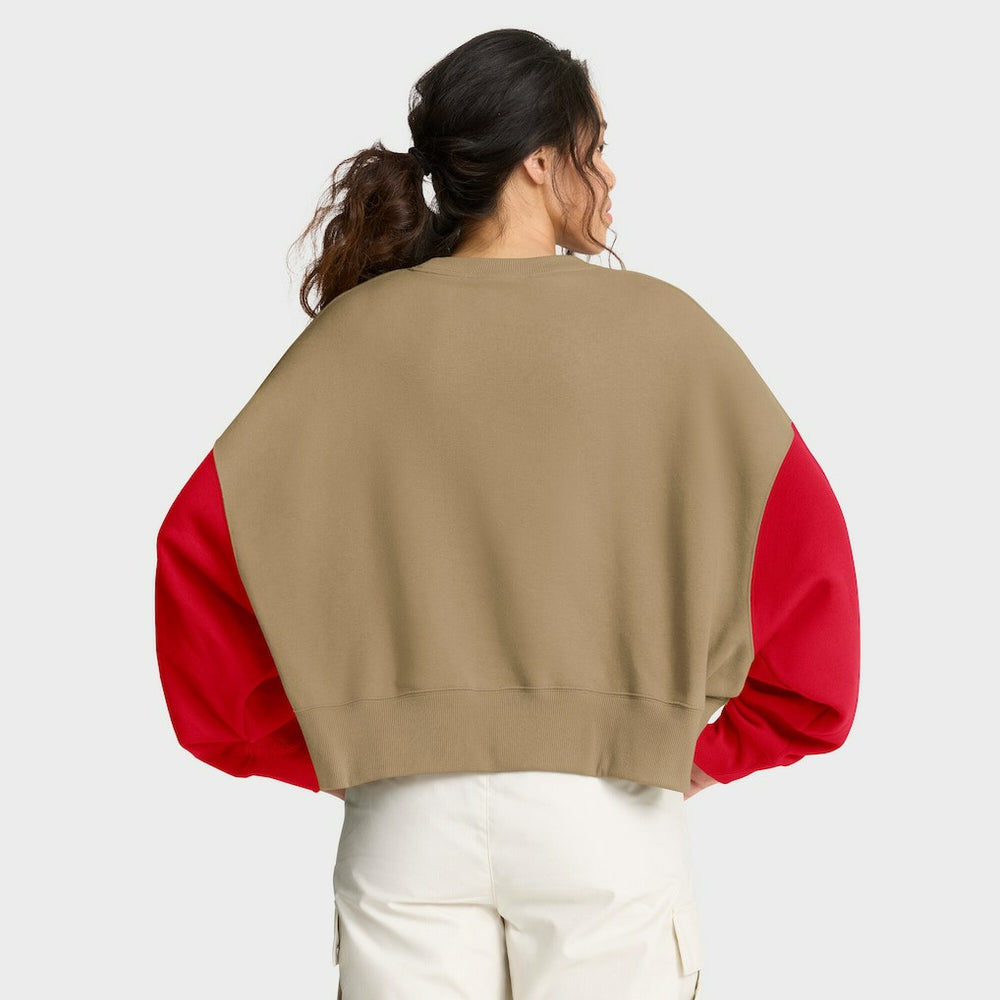 Kansas City Chiefs Women's Oversized Rewind Pullover Sweatshirt - Tan Pullover