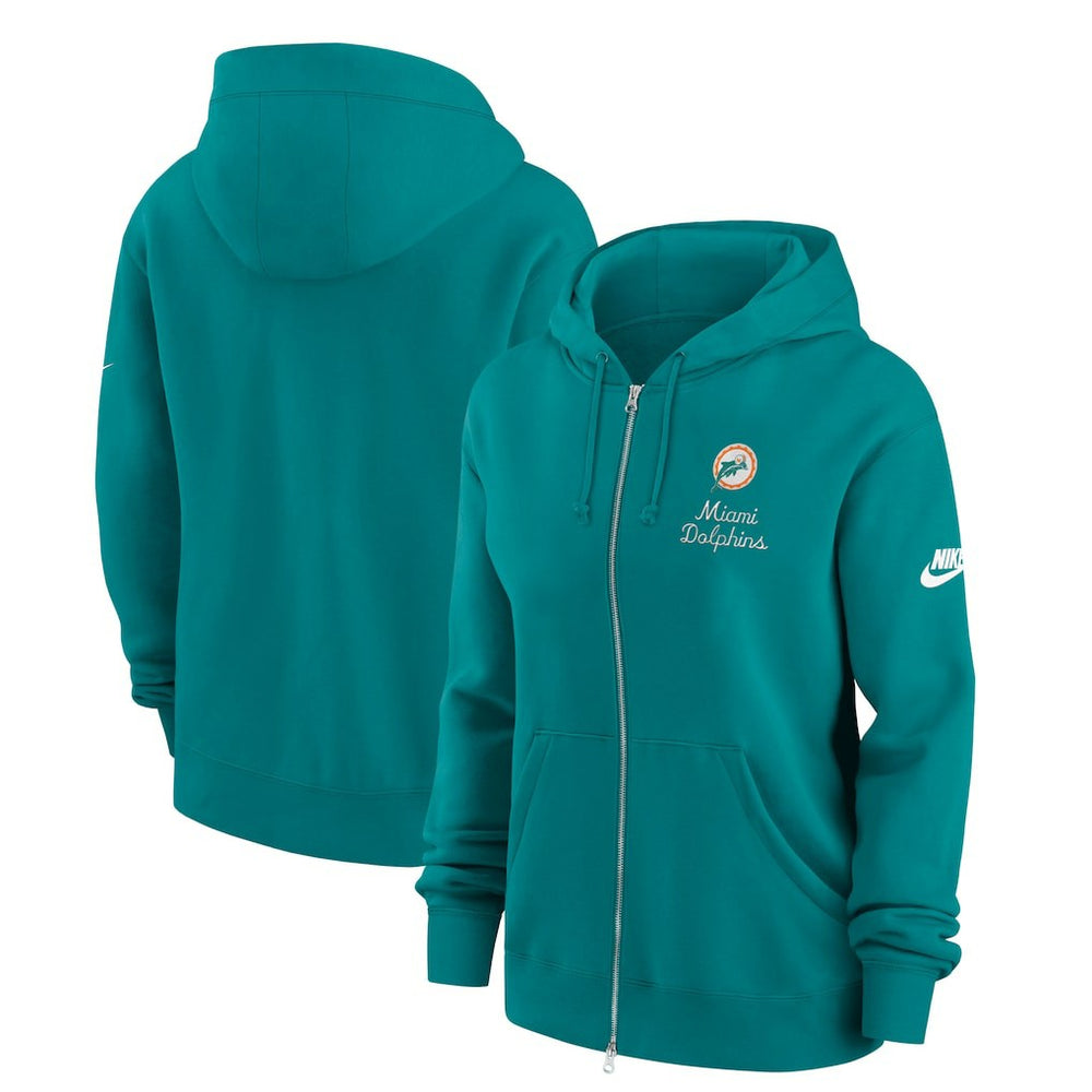 Miami Dolphins Women's Phoenix Rewind Full-Zip Hoodie - Aqua Hoodies