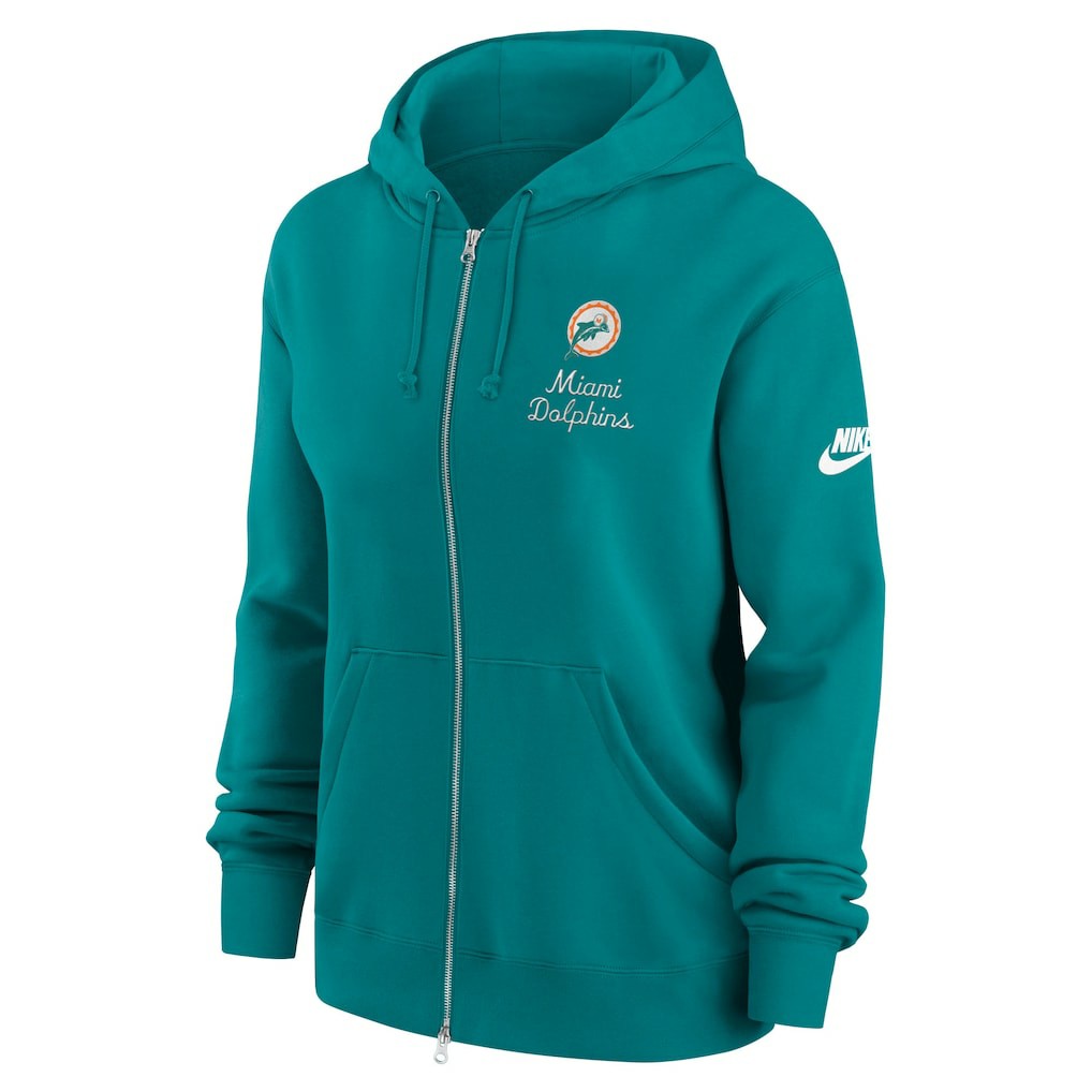 Miami Dolphins Women's Phoenix Rewind Full-Zip Hoodie - Aqua Hoodies