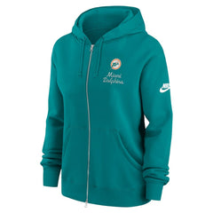 Miami Dolphins Women's Phoenix Rewind Full-Zip Hoodie - Aqua Hoodies