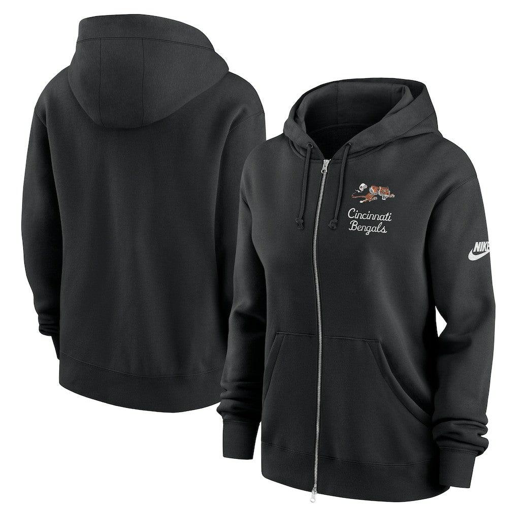 Cincinnati Bengals Women's Phoenix Rewind Full-Zip Hoodie - Black Hoodies