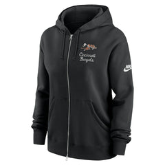Cincinnati Bengals Women's Phoenix Rewind Full-Zip Hoodie - Black Hoodies
