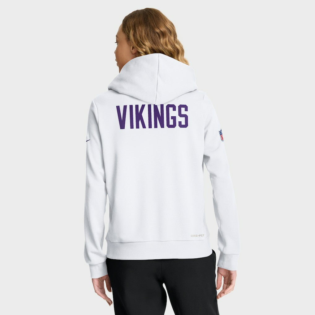 Minnesota Vikings Women's Alternate Logo Sideline Standard Issue Dri-FIT Hoodie - White Hoodies