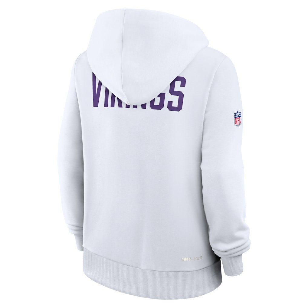 Minnesota Vikings Women's Alternate Logo Sideline Standard Issue Dri-FIT Hoodie - White Hoodies