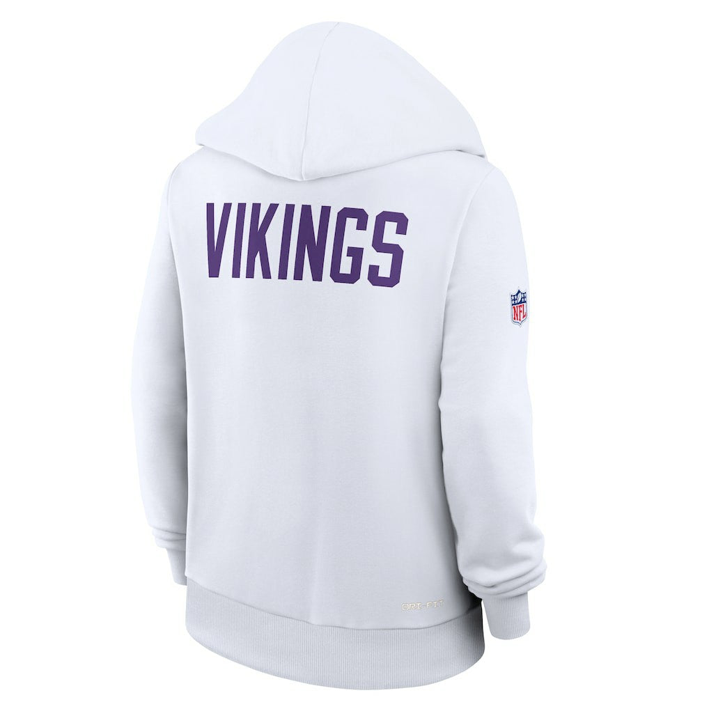 Minnesota Vikings Women's Alternate Logo Sideline Standard Issue Dri-FIT Hoodie - White Hoodies