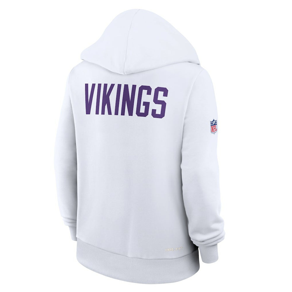 Minnesota Vikings Women's Alternate Logo Sideline Standard Issue Dri-FIT Hoodie - White Hoodies