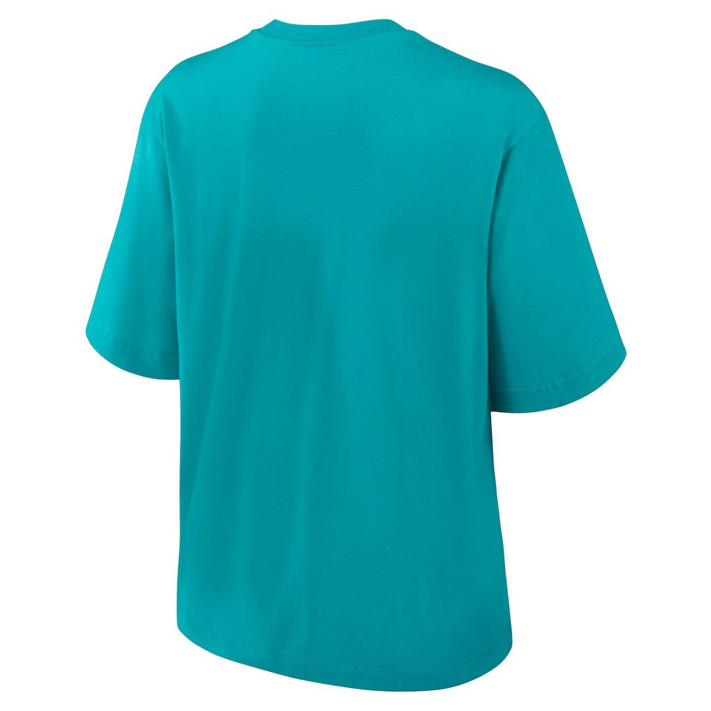Miami Dolphins Women's Essential Script Relaxed Boxy T-Shirt - Aqua T-shirts