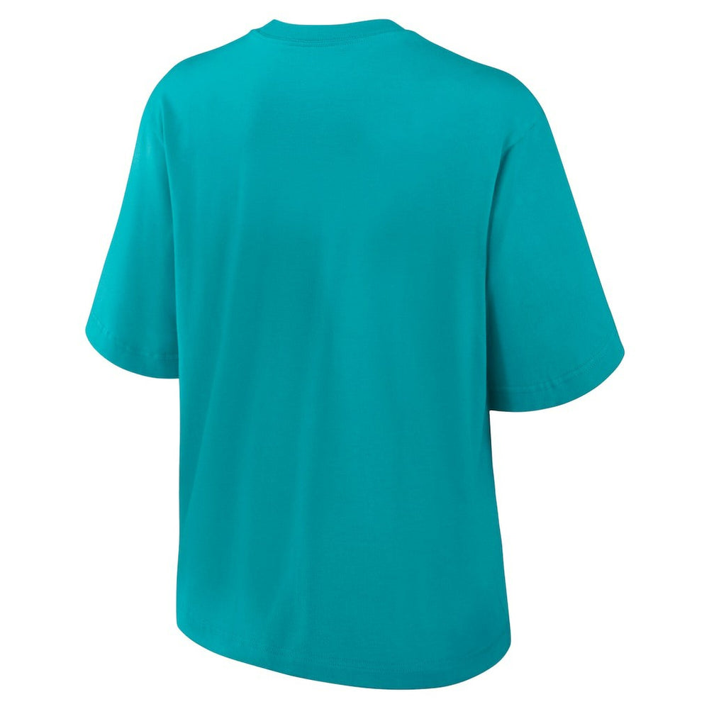 Miami Dolphins Women's Essential Script Relaxed Boxy T-Shirt - Aqua T-shirts