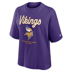 Minnesota Vikings Women's Essential Script Relaxed Boxy T-Shirt - Purple T-shirts
