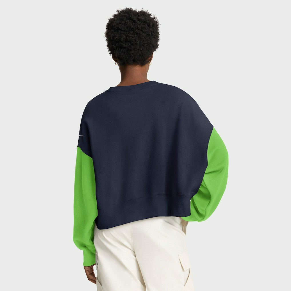 Seattle Seahawks Women's Oversized Color-Block Pullover Sweatshirt - College Navy Pullover