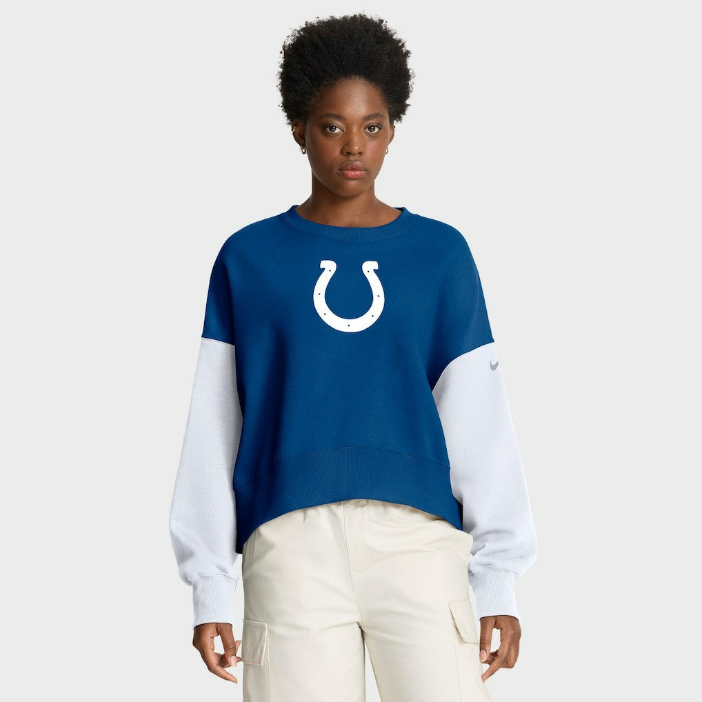 Indianapolis Colts Women's Oversized Color-Block Pullover Sweatshirt - Royal Pullover