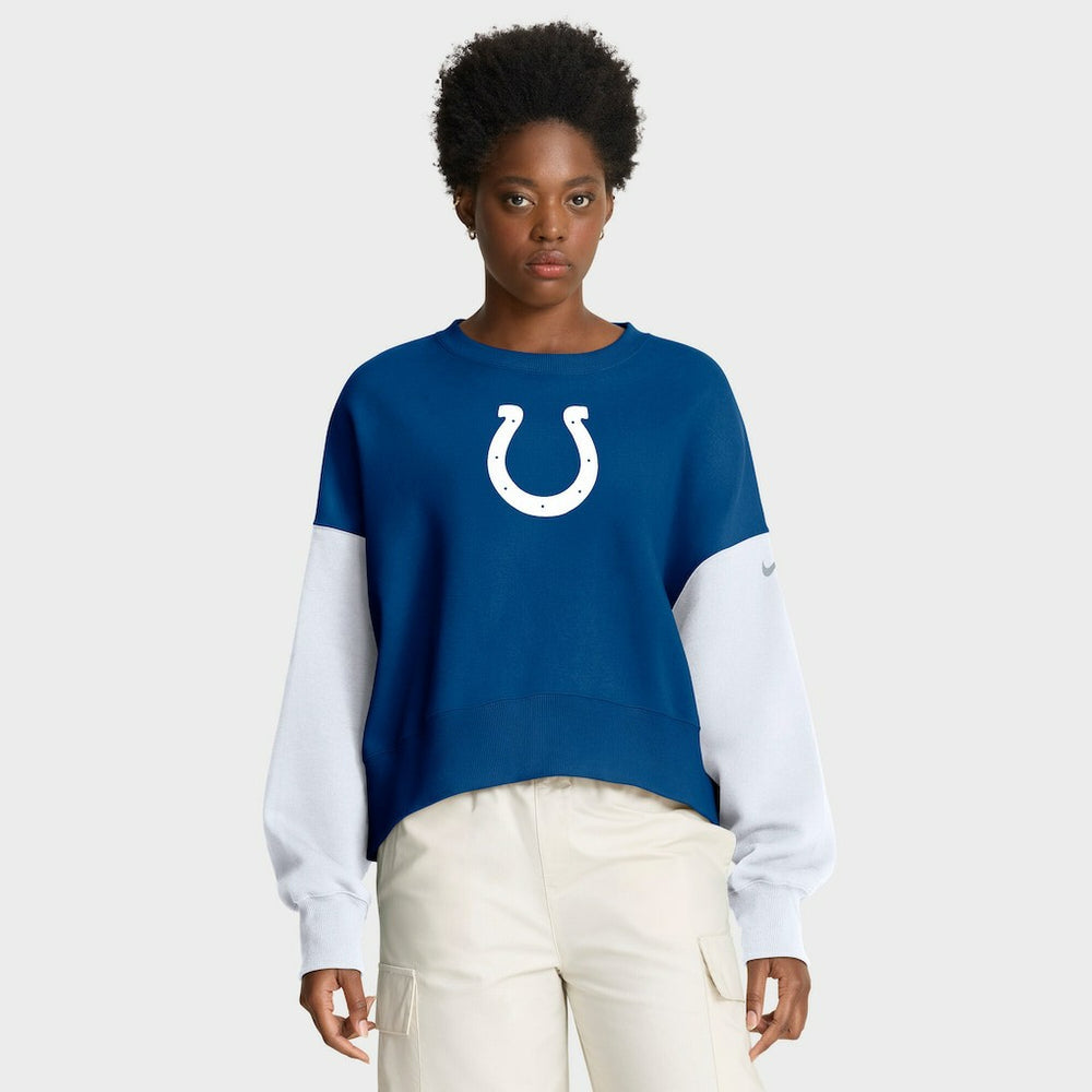 Indianapolis Colts Women's Oversized Color-Block Pullover Sweatshirt - Royal Pullover