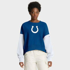 Indianapolis Colts Women's Oversized Color-Block Pullover Sweatshirt - Royal Pullover
