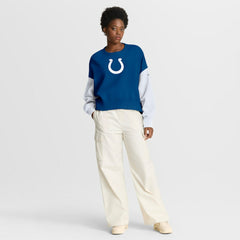 Indianapolis Colts Women's Oversized Color-Block Pullover Sweatshirt - Royal Pullover