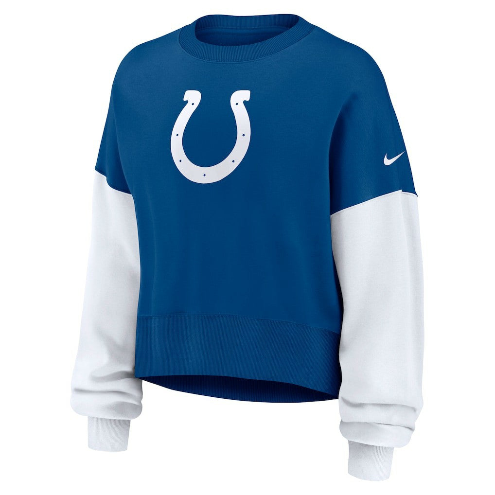 Indianapolis Colts Women's Oversized Color-Block Pullover Sweatshirt - Royal Pullover