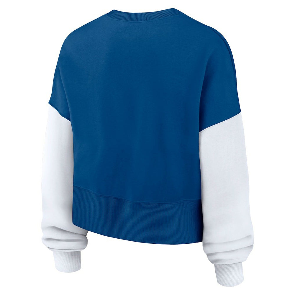 Indianapolis Colts Women's Oversized Color-Block Pullover Sweatshirt - Royal Pullover
