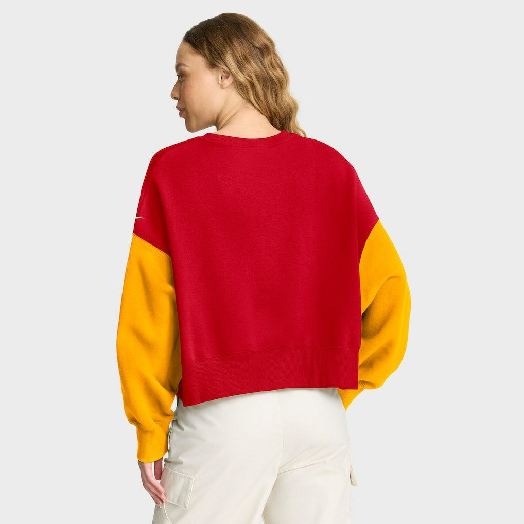 Kansas City Chiefs Women's Oversized Color-Block Pullover Sweatshirt - Red Pullover