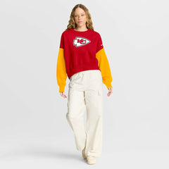 Kansas City Chiefs Women's Oversized Color-Block Pullover Sweatshirt - Red Pullover