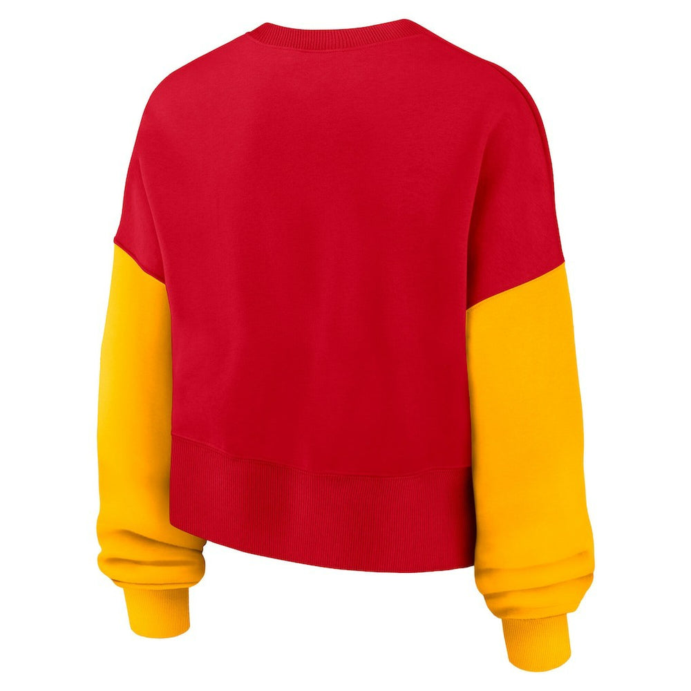 Kansas City Chiefs Women's Oversized Color-Block Pullover Sweatshirt - Red Pullover