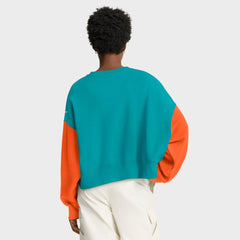 Miami Dolphins Women's Oversized Color-Block Pullover Sweatshirt - Aqua Pullover