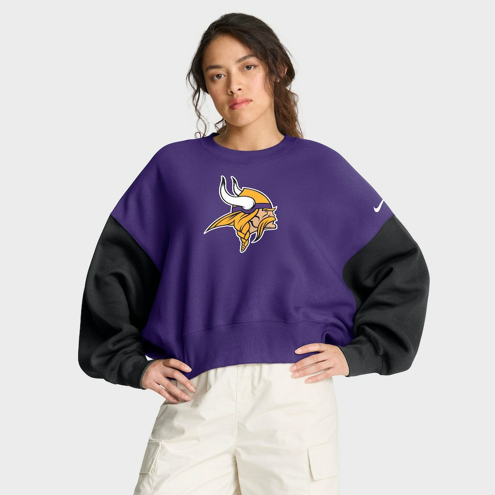 Minnesota Vikings Women's Oversized Color-Block Pullover Sweatshirt - Purple Pullover