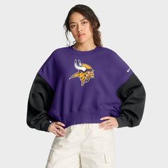 Minnesota Vikings Women's Oversized Color-Block Pullover Sweatshirt - Purple Pullover