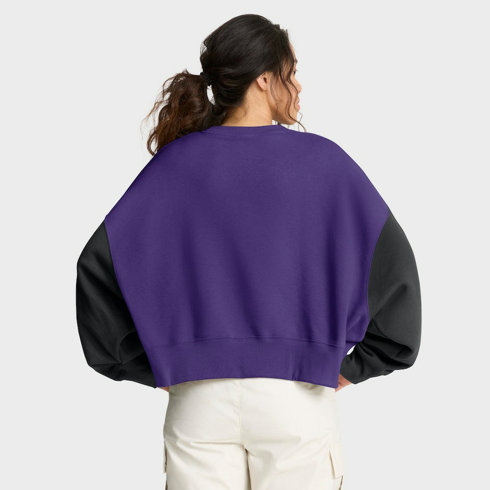 Minnesota Vikings Women's Oversized Color-Block Pullover Sweatshirt - Purple Pullover