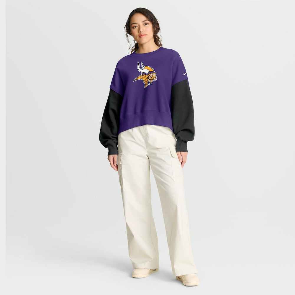 Minnesota Vikings Women's Oversized Color-Block Pullover Sweatshirt - Purple Pullover