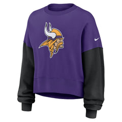Minnesota Vikings Women's Oversized Color-Block Pullover Sweatshirt - Purple Pullover