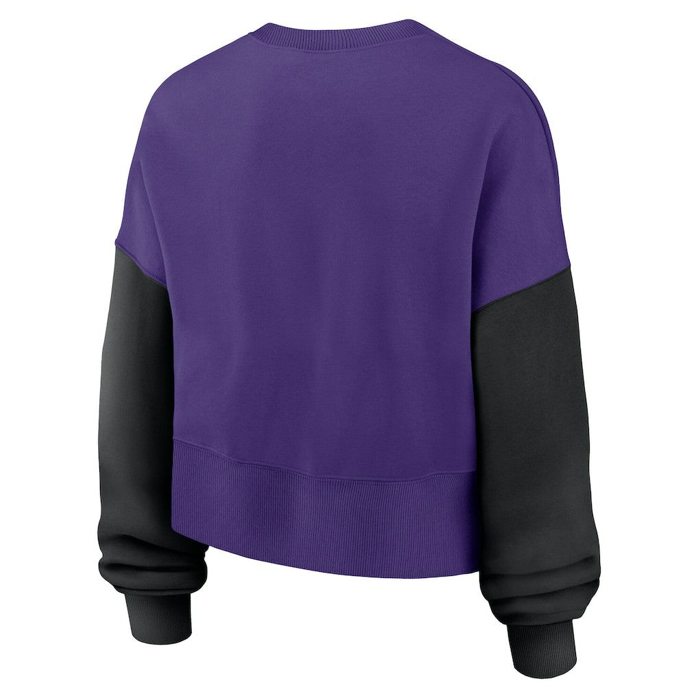 Minnesota Vikings Women's Oversized Color-Block Pullover Sweatshirt - Purple Pullover
