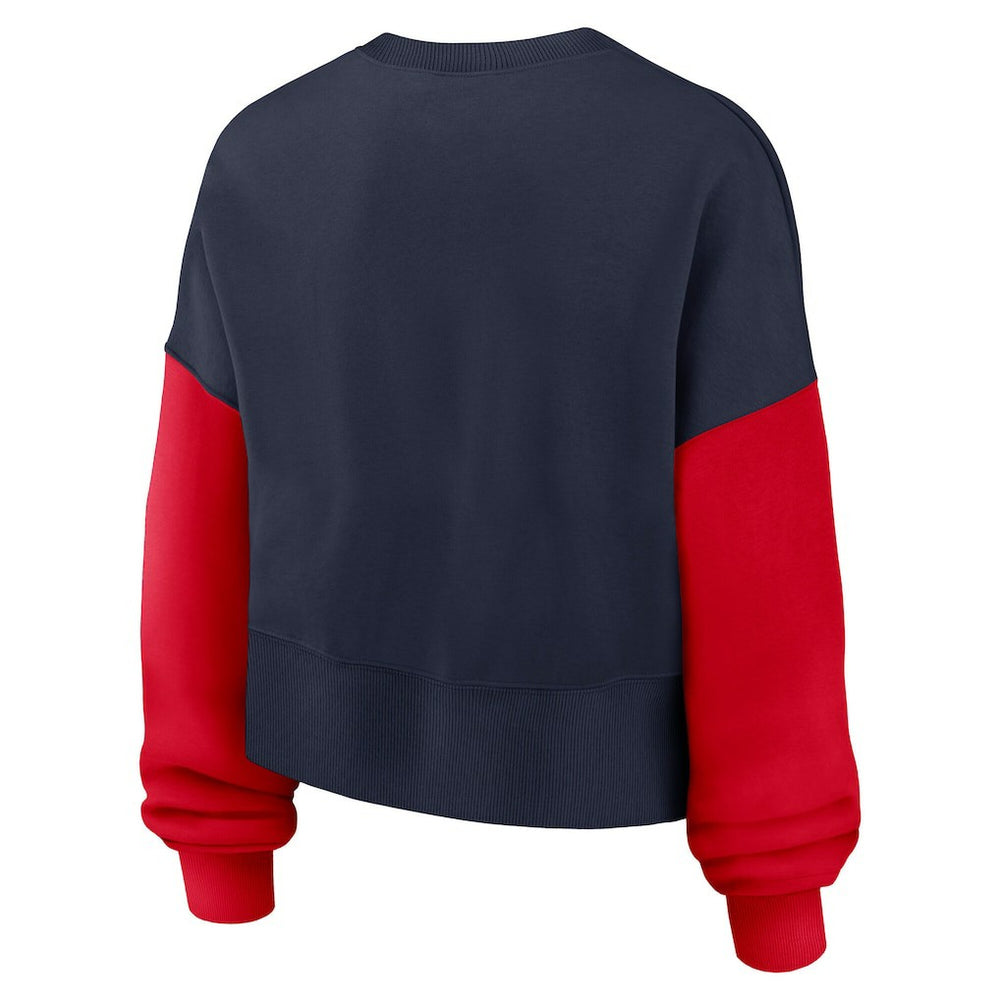 New England Patriots Women's Oversized Color-Block Pullover Sweatshirt - Navy Pullover