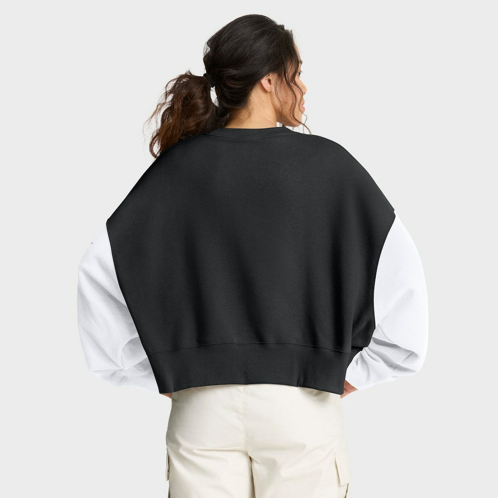 New Orleans Saints Women's Oversized Color-Block Pullover Sweatshirt - Black Pullover